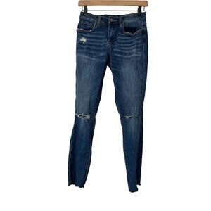 Blank NYC The Bond Mid-Rise Skinny Distressed Raw Hem Jeans Size 26